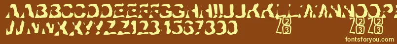 Zone23Ayahuasca-fontti – keltaiset fontit ruskealla taustalla