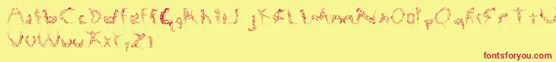 フォントRenisci – 赤い文字の黄色い背景