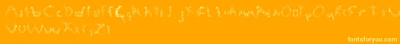 Renisci-Schriftart – Gelbe Schriften auf orangefarbenem Hintergrund