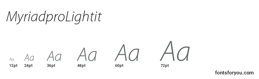 MyriadproLightit Font Sizes