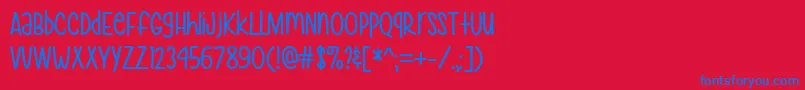 MfHeyPrettyGirl-Schriftart – Blaue Schriften auf rotem Hintergrund