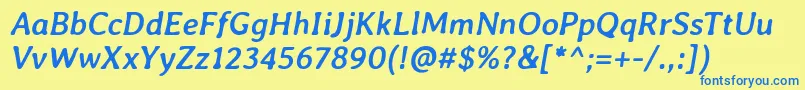 AverialibreBolditalic Font – Blue Fonts on Yellow Background