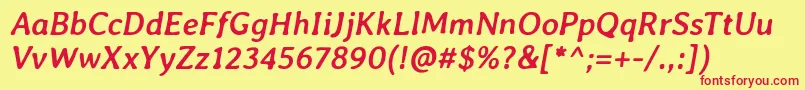 AverialibreBolditalic Font – Red Fonts on Yellow Background