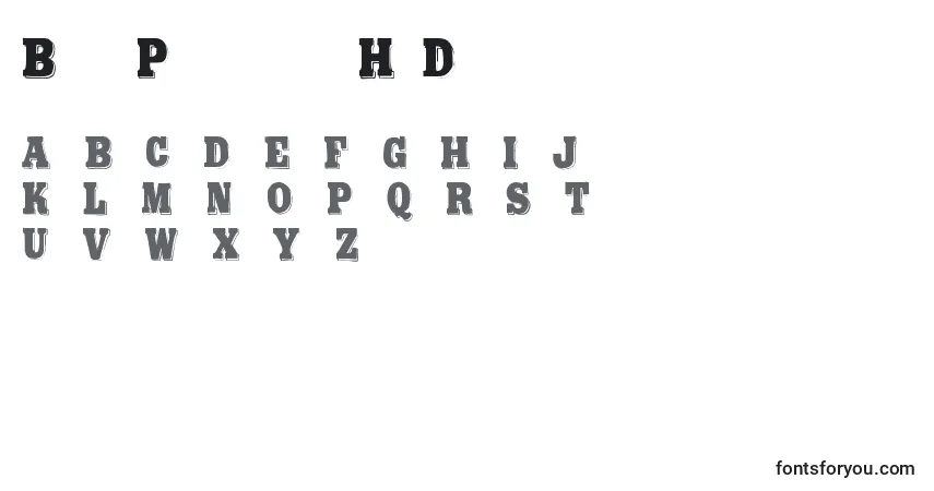 Шрифт BoldPressingH1Demo – алфавит, цифры, специальные символы