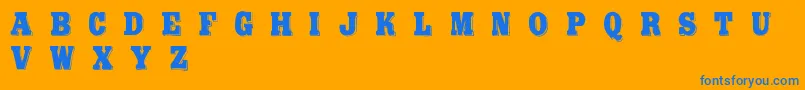 BoldPressingH1Demo Font – Blue Fonts on Orange Background