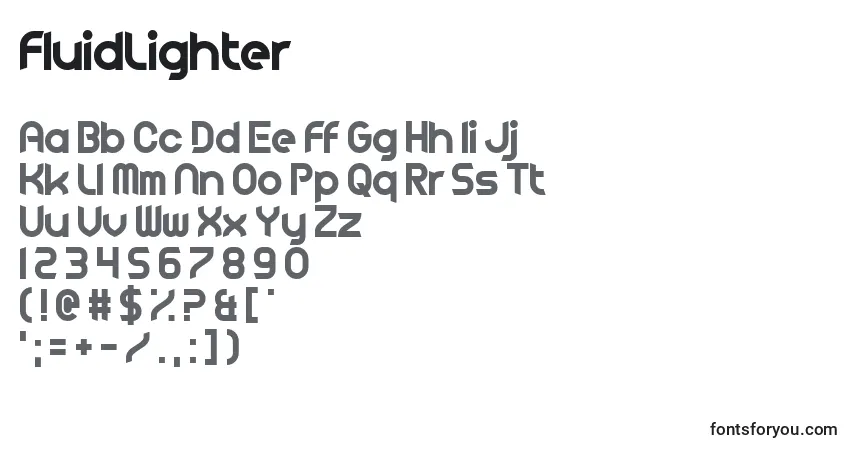 Schriftart FluidLighter – Alphabet, Zahlen, spezielle Symbole