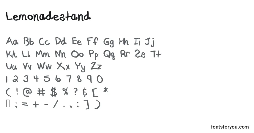Schriftart Lemonadestand – Alphabet, Zahlen, spezielle Symbole