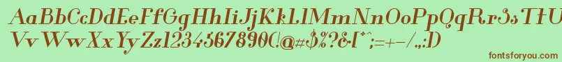 Glamor Bolditalic Font – Brown Fonts on Green Background