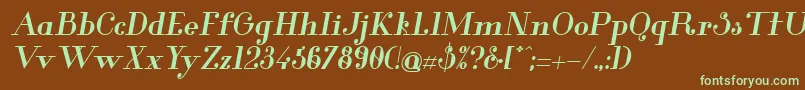 Glamor Bolditalic Font – Green Fonts on Brown Background