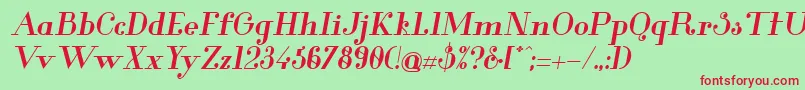 Glamor Bolditalic Font – Red Fonts on Green Background