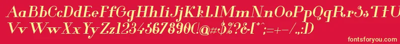 Glamor Bolditalic Font – Yellow Fonts on Red Background