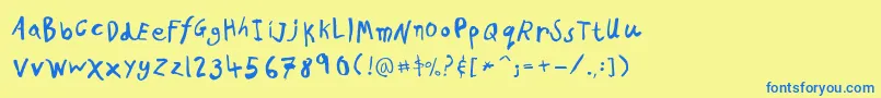 フォントPfkidsproGradethree – 青い文字が黄色の背景にあります。