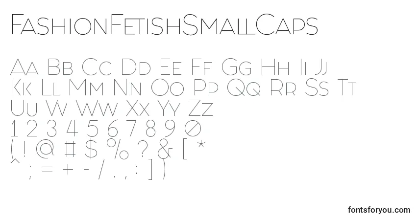 Czcionka FashionFetishSmallCaps – alfabet, cyfry, specjalne znaki
