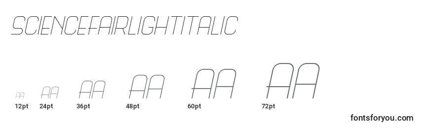 ScienceFairLightItalic Font Sizes