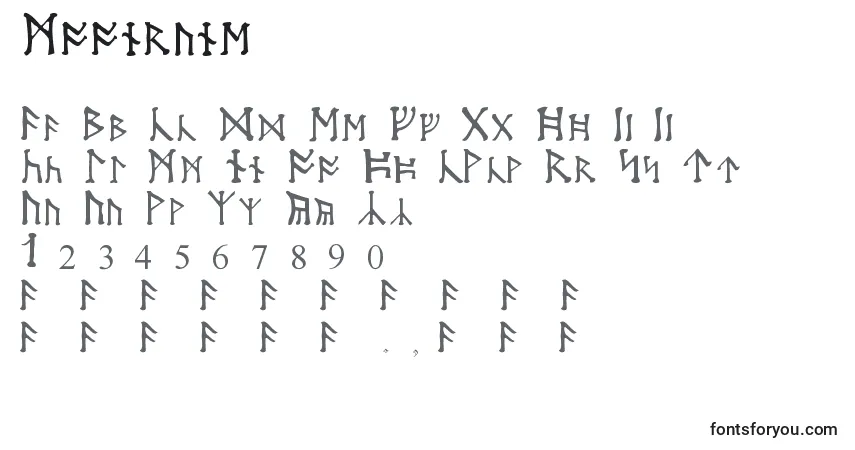 Schriftart Moonrune – Alphabet, Zahlen, spezielle Symbole