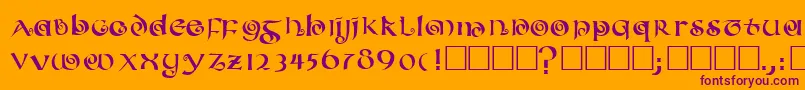 フォントCoileduncial – オレンジの背景に紫のフォント