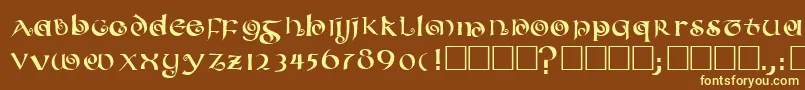 Coileduncial-fontti – keltaiset fontit ruskealla taustalla