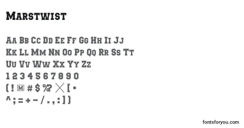 Schriftart Marstwist – Alphabet, Zahlen, spezielle Symbole