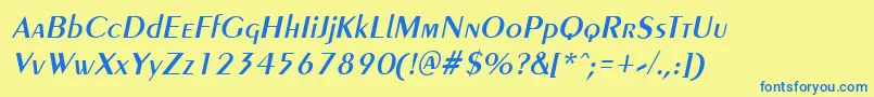 Шрифт PenyaeItalic – синие шрифты на жёлтом фоне