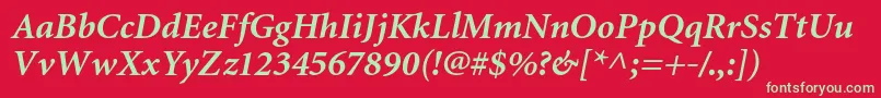 MiniatureBolditalic Font – Green Fonts on Red Background