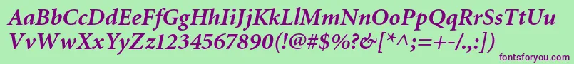 MiniatureBolditalic Font – Purple Fonts on Green Background