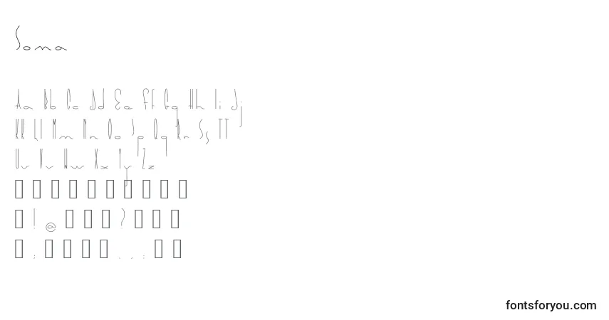 Шрифт Soma (84798) – алфавит, цифры, специальные символы