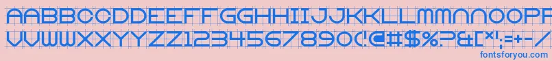 Gridget-Schriftart – Blaue Schriften auf rosa Hintergrund