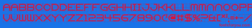 Gridget-Schriftart – Rote Schriften auf blauem Hintergrund