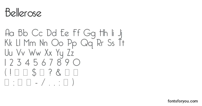 Schriftart Bellerose – Alphabet, Zahlen, spezielle Symbole