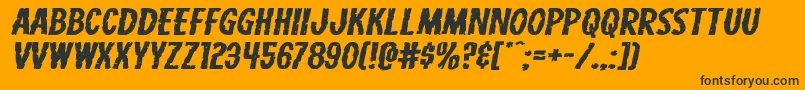 Carnivalcorpsextraexpandital-Schriftart – Schwarze Schriften auf orangefarbenem Hintergrund