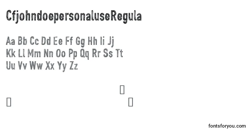 Шрифт CfjohndoepersonaluseRegula – алфавит, цифры, специальные символы