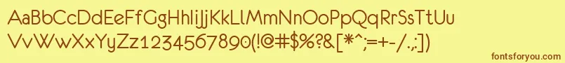 Fonte EurofurenceRegular – fontes marrons em um fundo amarelo