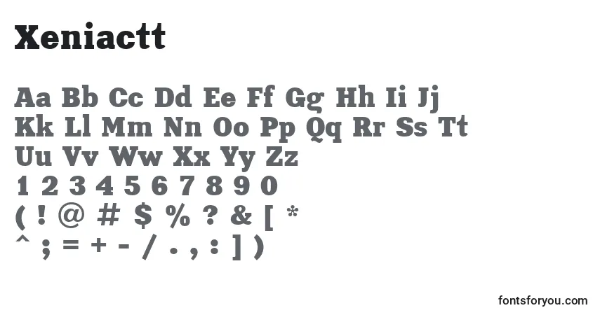 Шрифт Xeniactt – алфавит, цифры, специальные символы