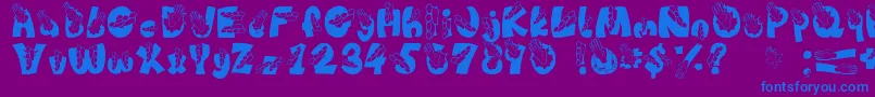 Chop-Schriftart – Blaue Schriften auf violettem Hintergrund