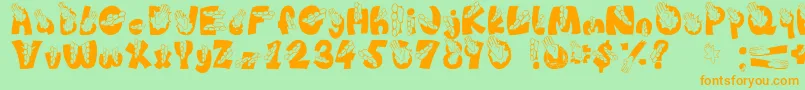 フォントChop – オレンジの文字が緑の背景にあります。