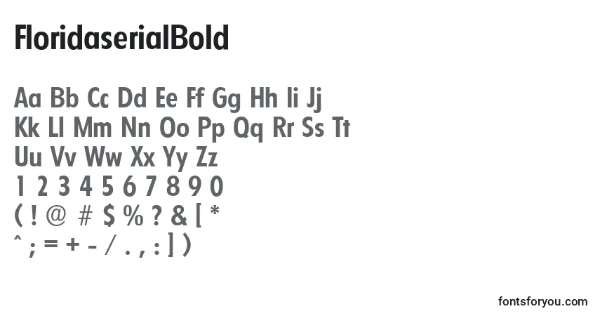 Czcionka FloridaserialBold – alfabet, cyfry, specjalne znaki
