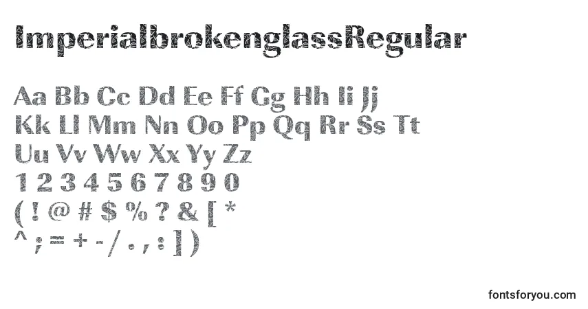Czcionka ImperialbrokenglassRegular – alfabet, cyfry, specjalne znaki