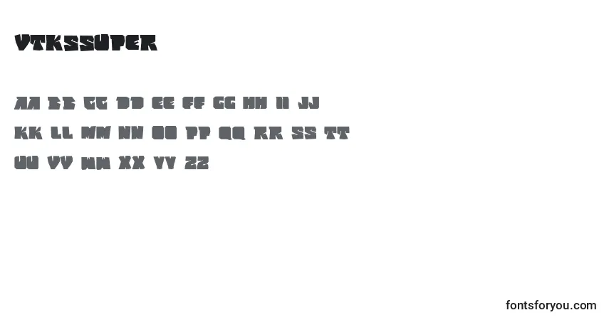 A fonte VtksSuper – alfabeto, números, caracteres especiais