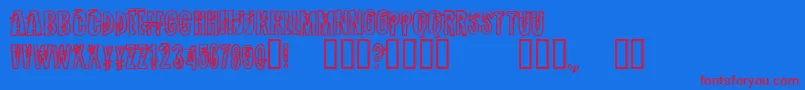 SpinningAround-Schriftart – Rote Schriften auf blauem Hintergrund