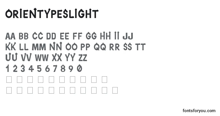 Шрифт OrientypesLight – алфавит, цифры, специальные символы