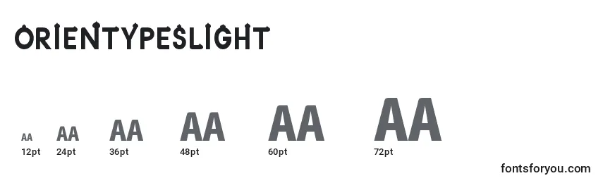 Размеры шрифта OrientypesLight