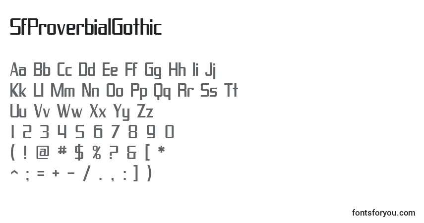 Czcionka SfProverbialGothic – alfabet, cyfry, specjalne znaki
