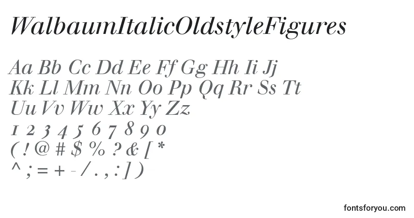 Fuente WalbaumItalicOldstyleFigures - alfabeto, números, caracteres especiales