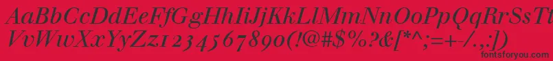 WalbaumItalicOldstyleFigures Font – Black Fonts on Red Background