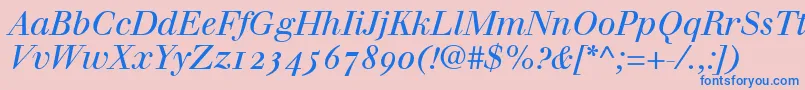 WalbaumItalicOldstyleFigures Font – Blue Fonts on Pink Background