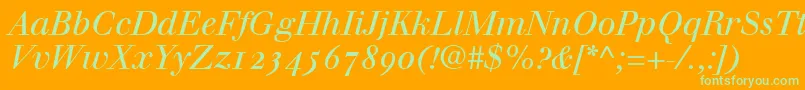 WalbaumItalicOldstyleFigures Font – Green Fonts on Orange Background