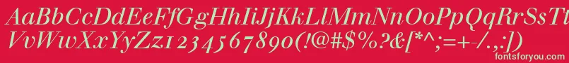 WalbaumItalicOldstyleFigures Font – Green Fonts on Red Background