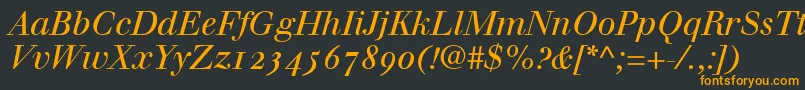 WalbaumItalicOldstyleFigures Font – Orange Fonts on Black Background