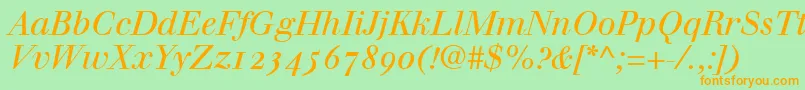 WalbaumItalicOldstyleFigures Font – Orange Fonts on Green Background