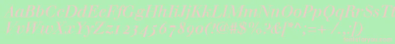 フォントWalbaumItalicOldstyleFigures – 緑の背景にピンクのフォント